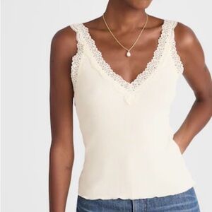 Madewell Lace Trim V-Neck Tank XL NWT